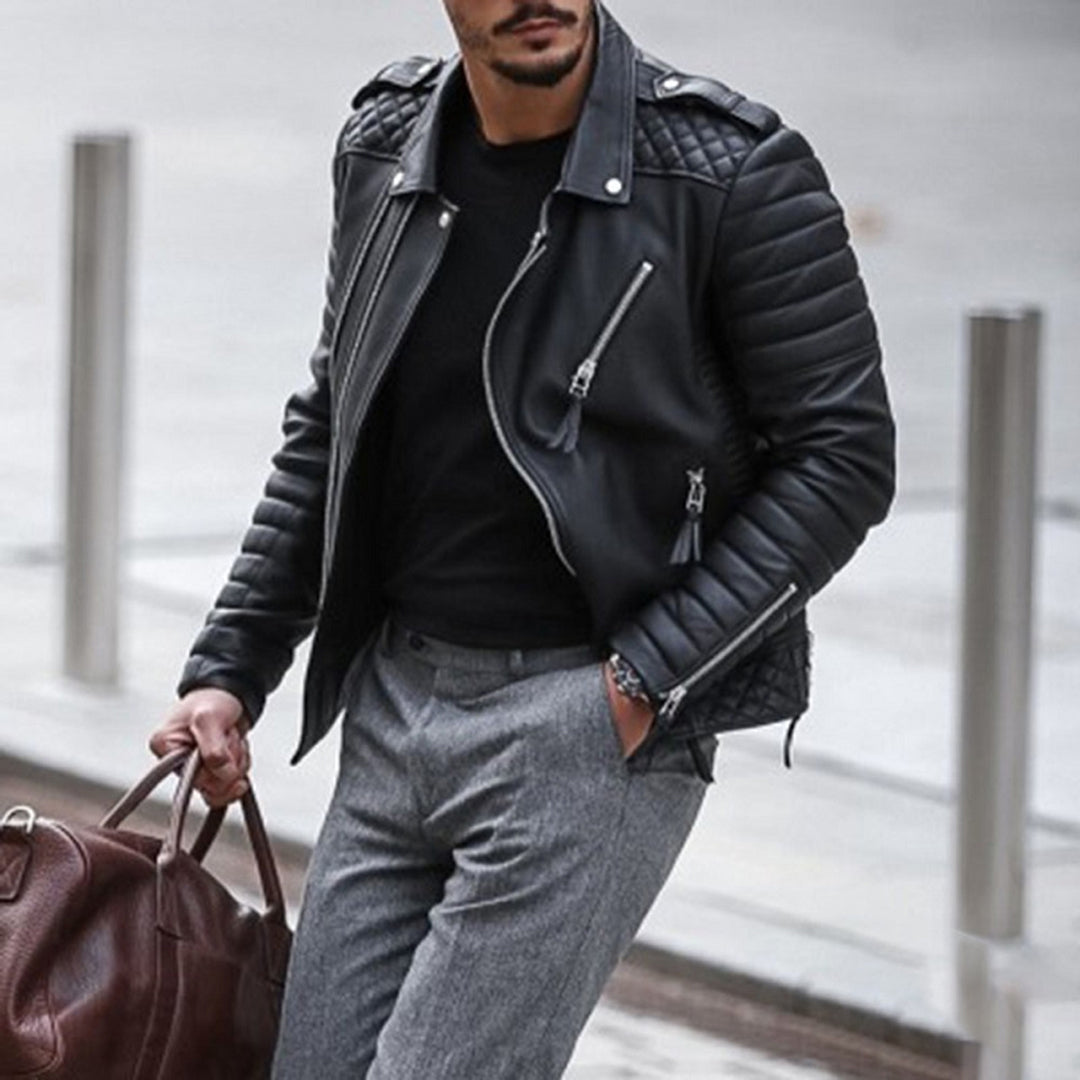 Men's Padded Leather Biker Jacket – view 5