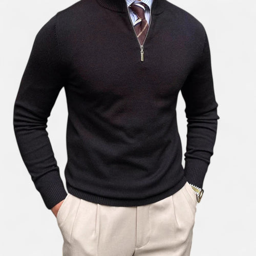 Men's Half-Zip Knit Pullover – Black