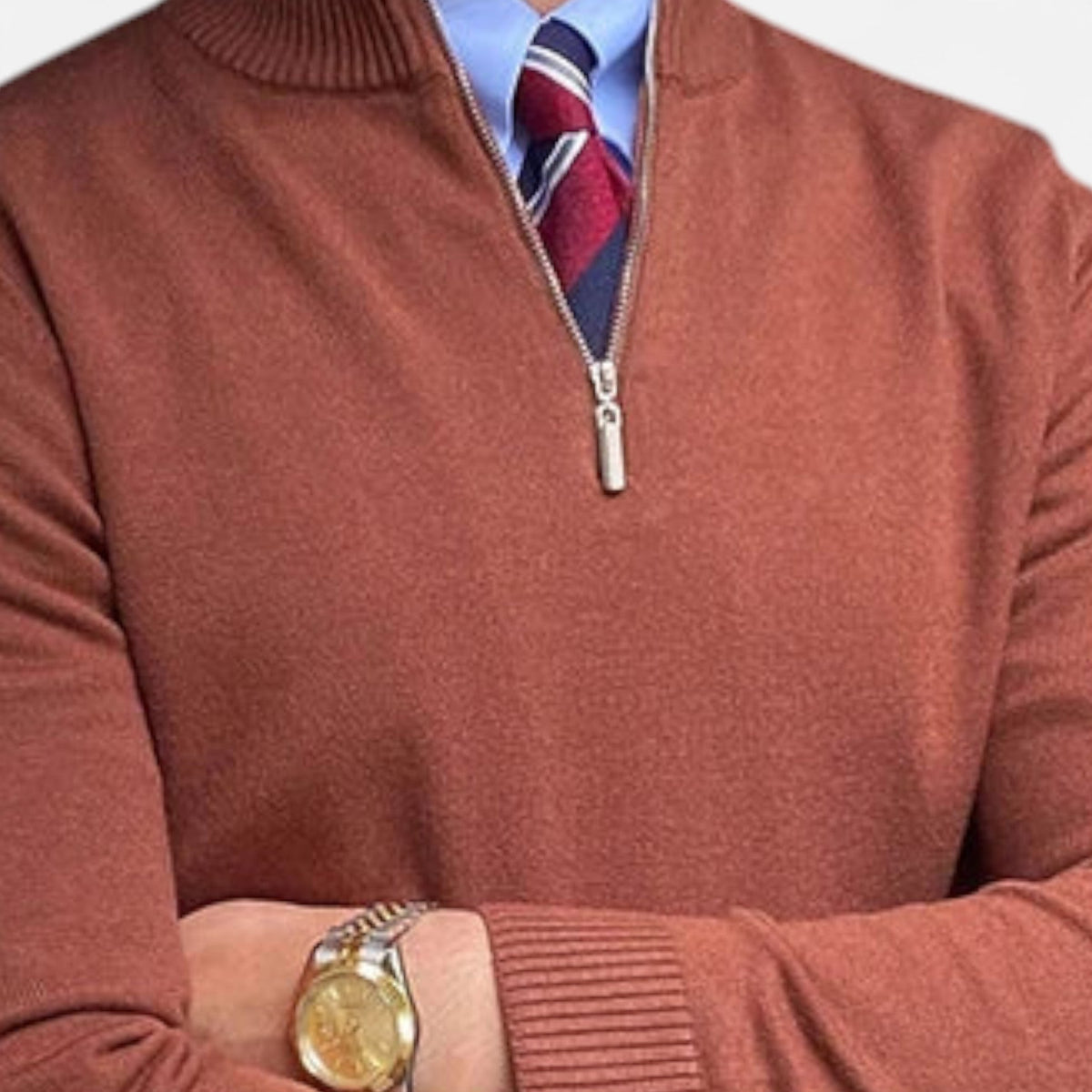 Men's Half-Zip Knit Pullover – Brown