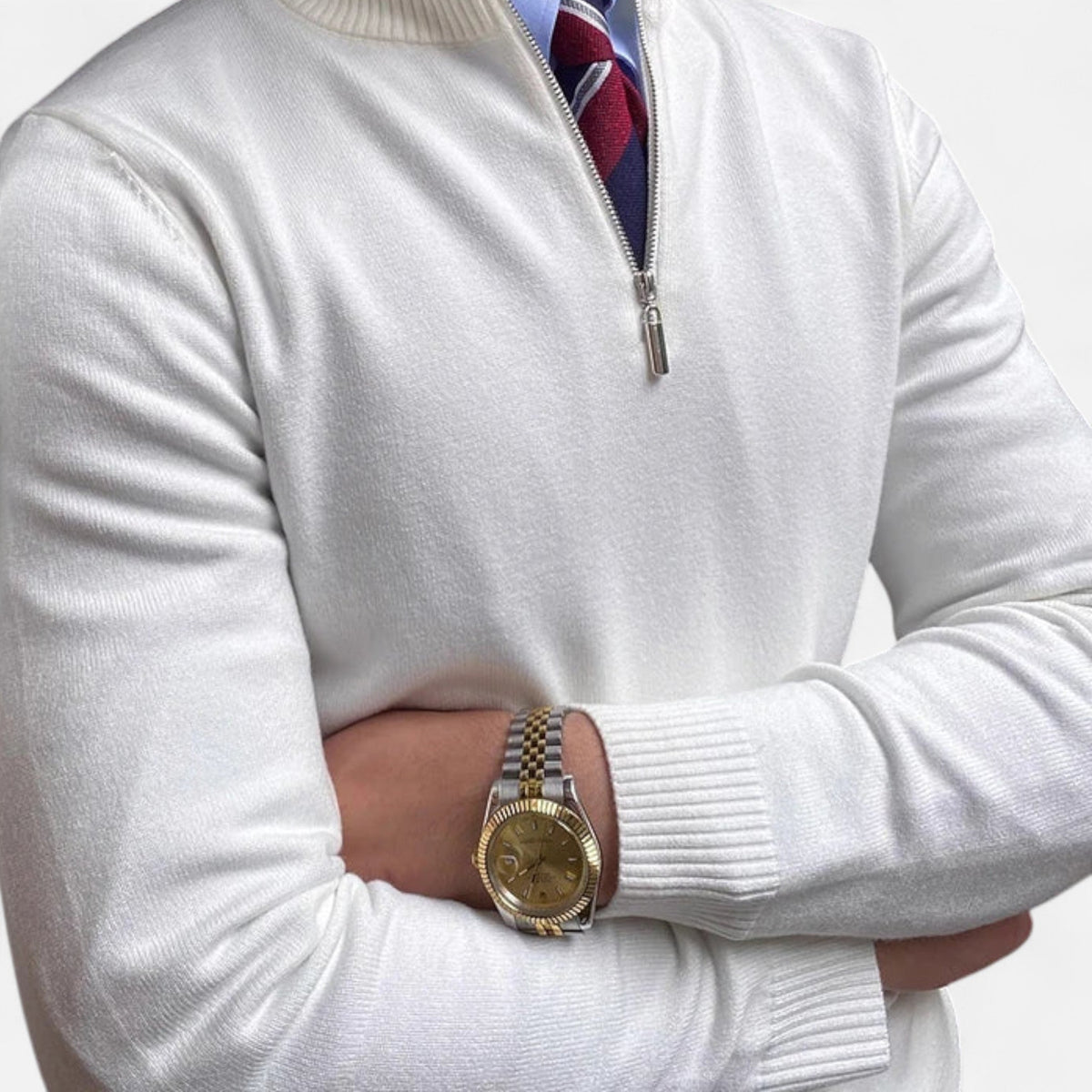 Men's Half-Zip Knit Pullover – White