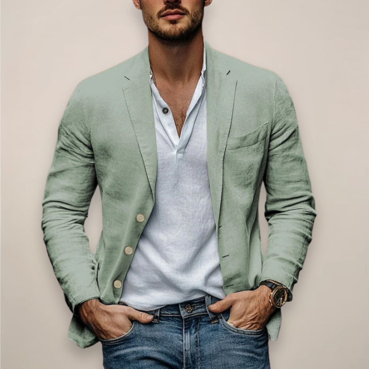 Men's Light-Weight Narrow-Cut Warm-Weather Blazer – Sage Green