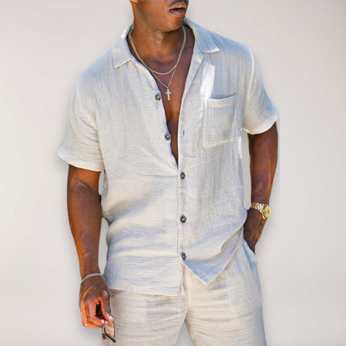 Men's Light-Weight Shirt and Pants Co-Ord – White