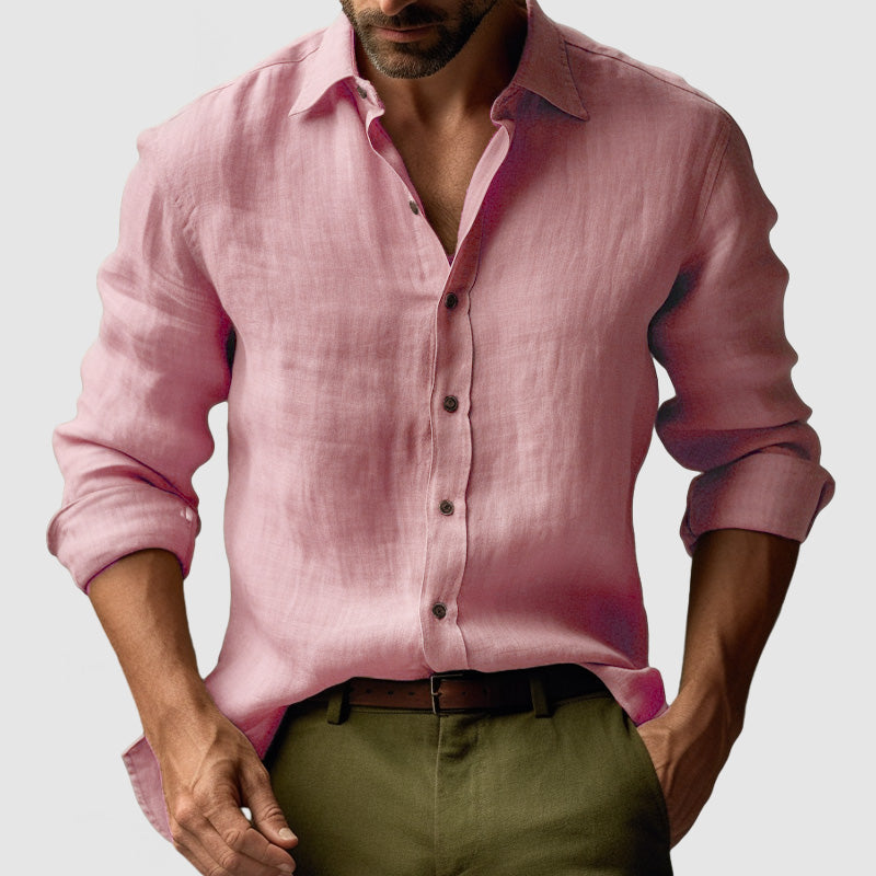 Men's Retro Long-Sleeve Shirt – Pink
