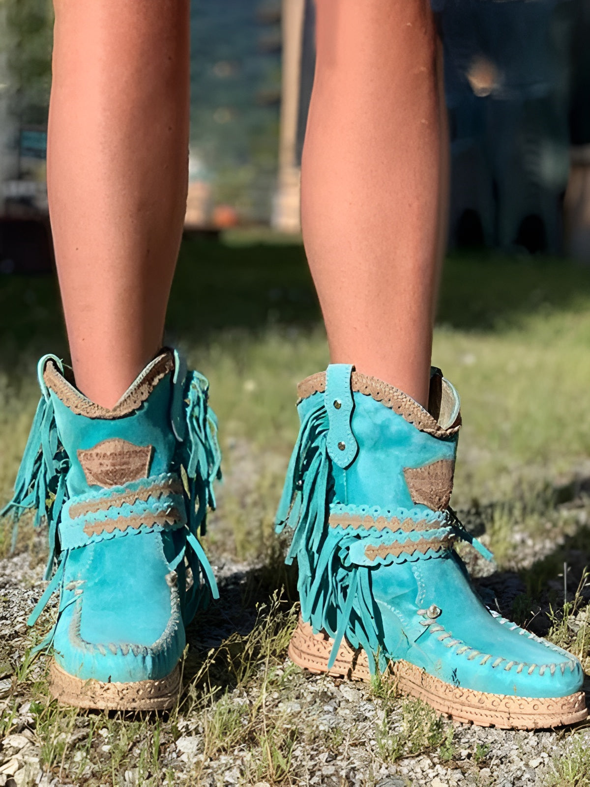 Women's Fringe Booties with Woven Detail – view 4