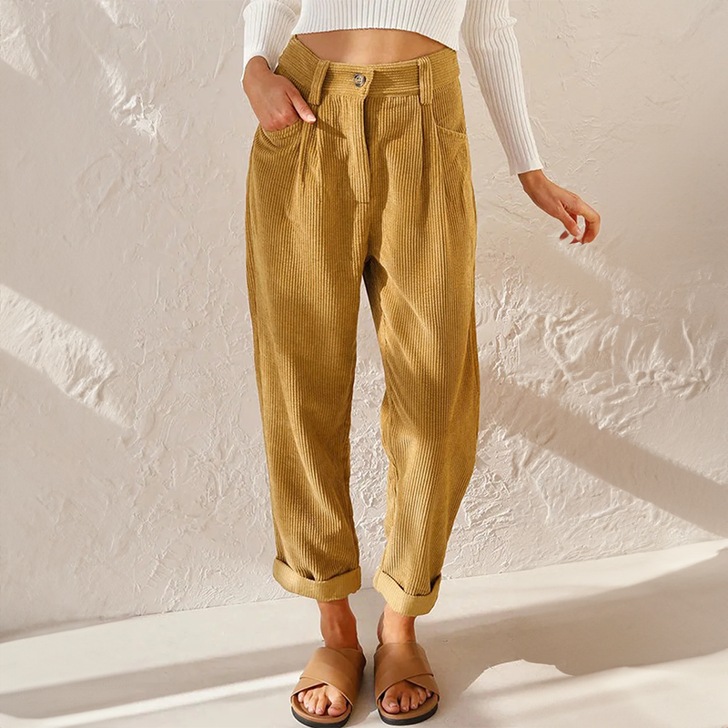 Women's High-Rise Cord Pants – Yellow