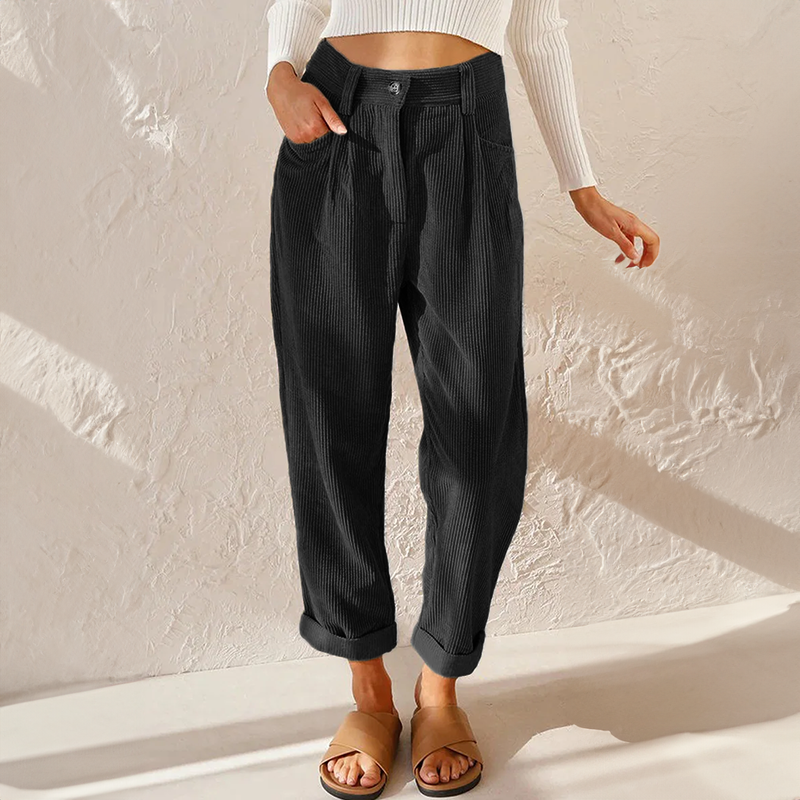 Women's High-Rise Cord Pants – Black