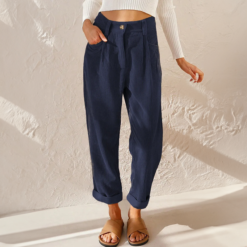 Women's High-Rise Cord Pants – Blue