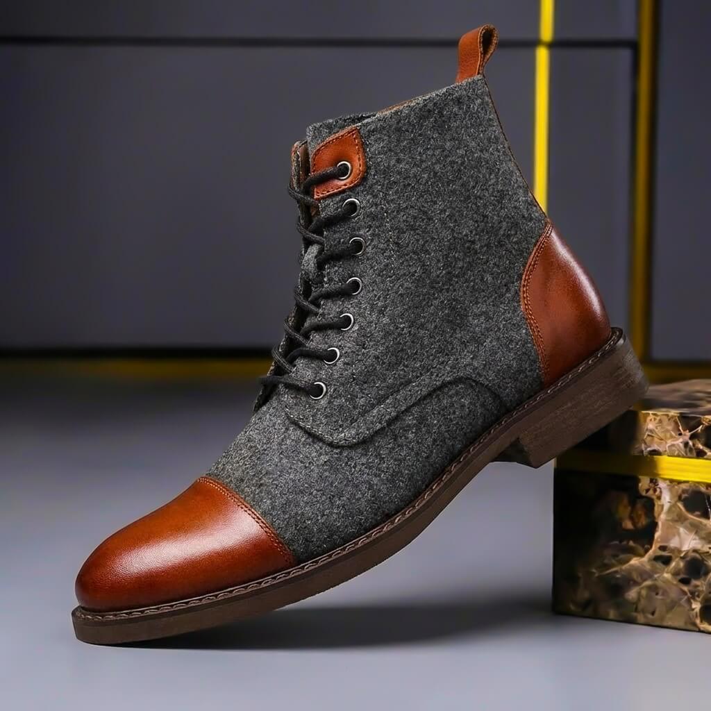 Men's Leather and Wool Cold-Weather Boots – Brown