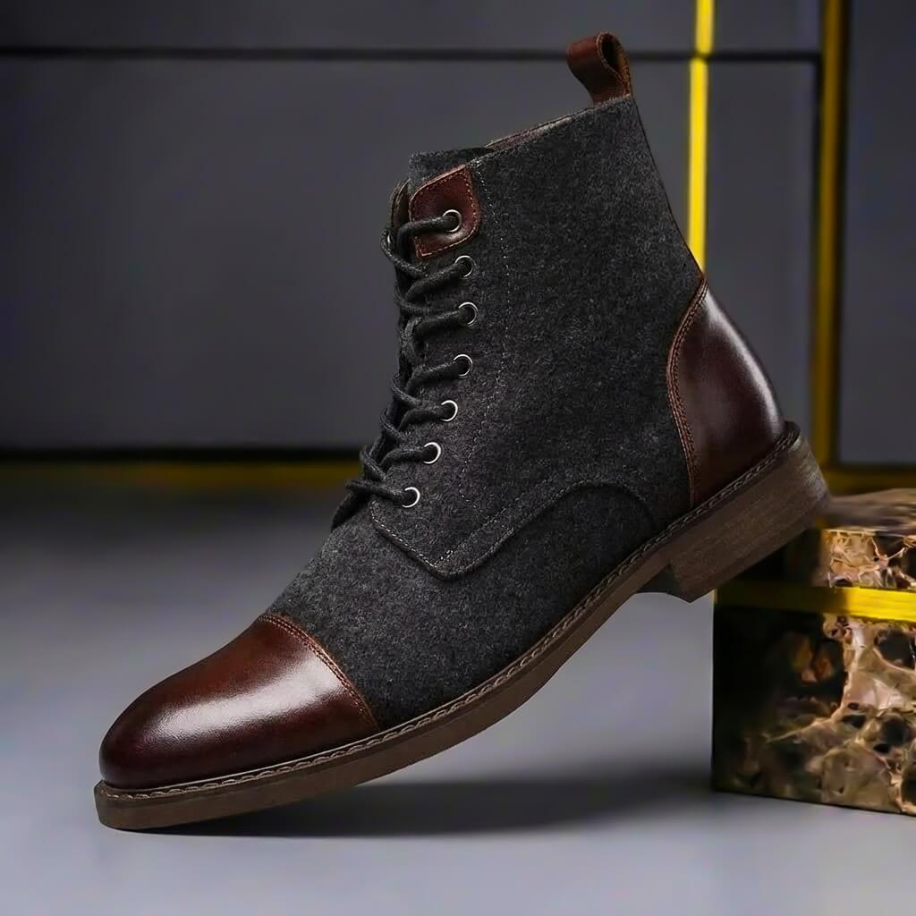 Men's Leather and Wool Cold-Weather Boots – Dark Brown