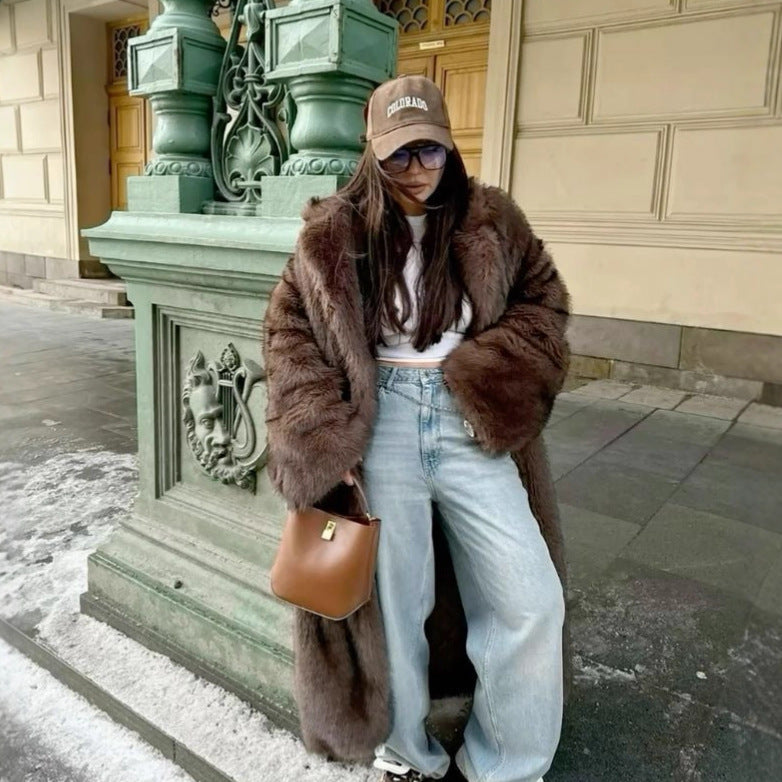 Women's Loose-Fit Plush-Fur Coat – view 3