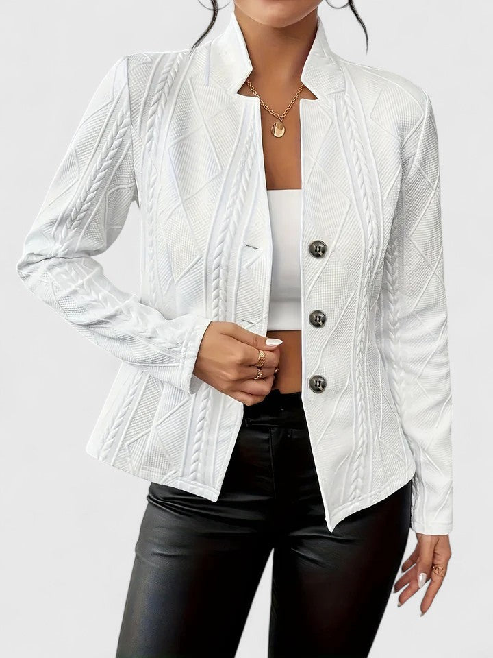 Women's Structured Stand-Collar Jacket for Layering – White