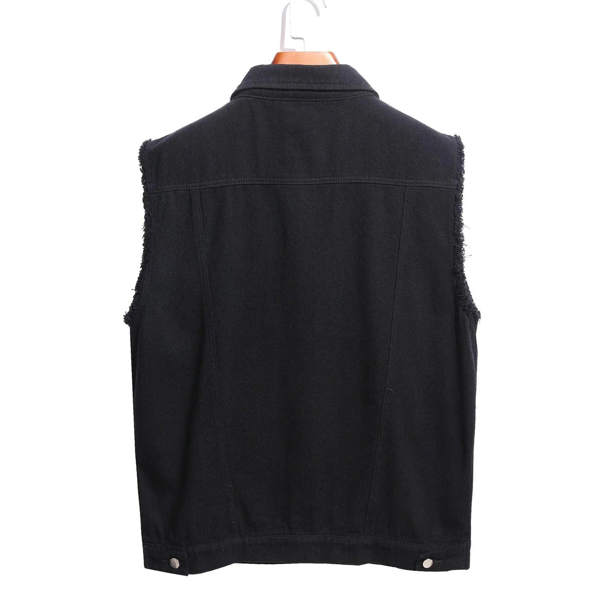 Men's Distressed Denim-Wash No-Sleeve Vest – view 4