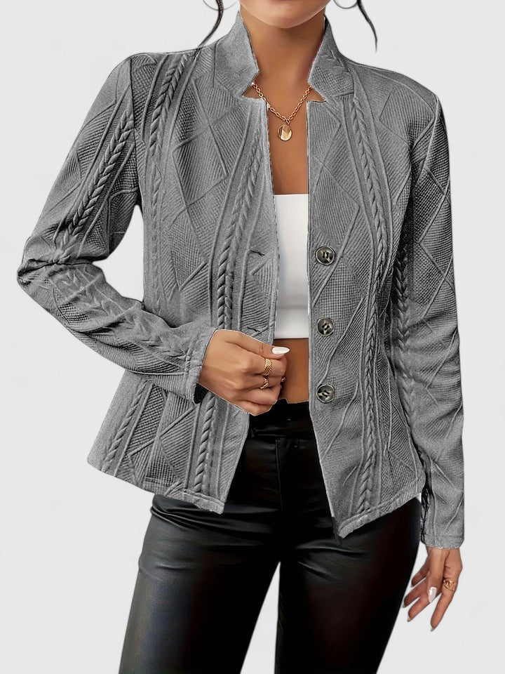 Women's Structured Stand-Collar Jacket for Layering – Gray