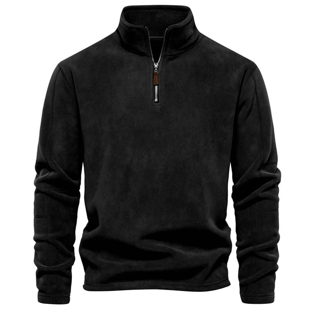 Men's Quarter-Zip Fleece Sweatshirt for Winter – Black