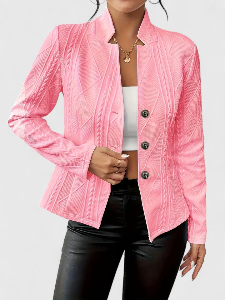 Women's Structured Stand-Collar Jacket for Layering – Pink