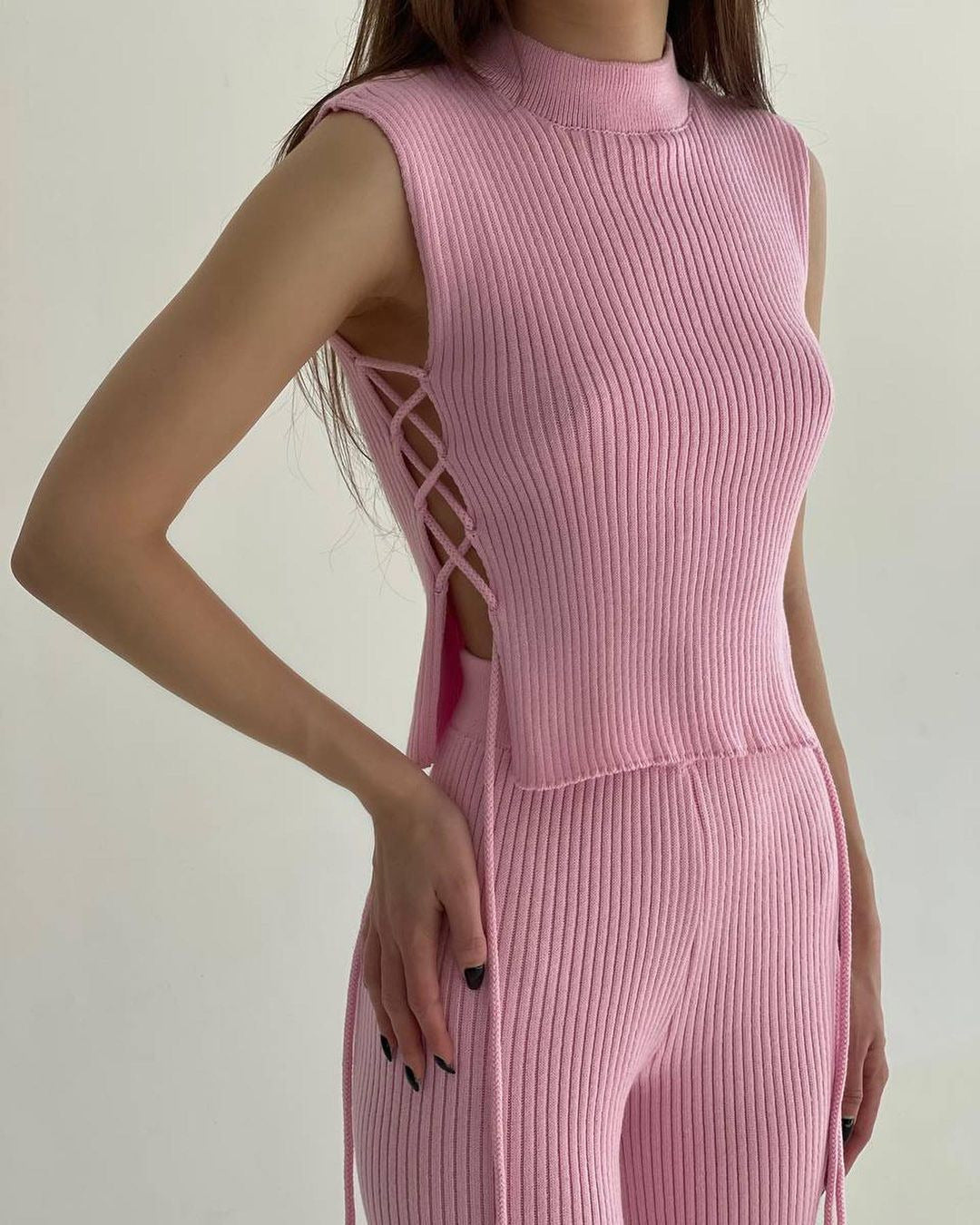 Women's Fitted Waistcoat and Trousers Set – Dark Pink