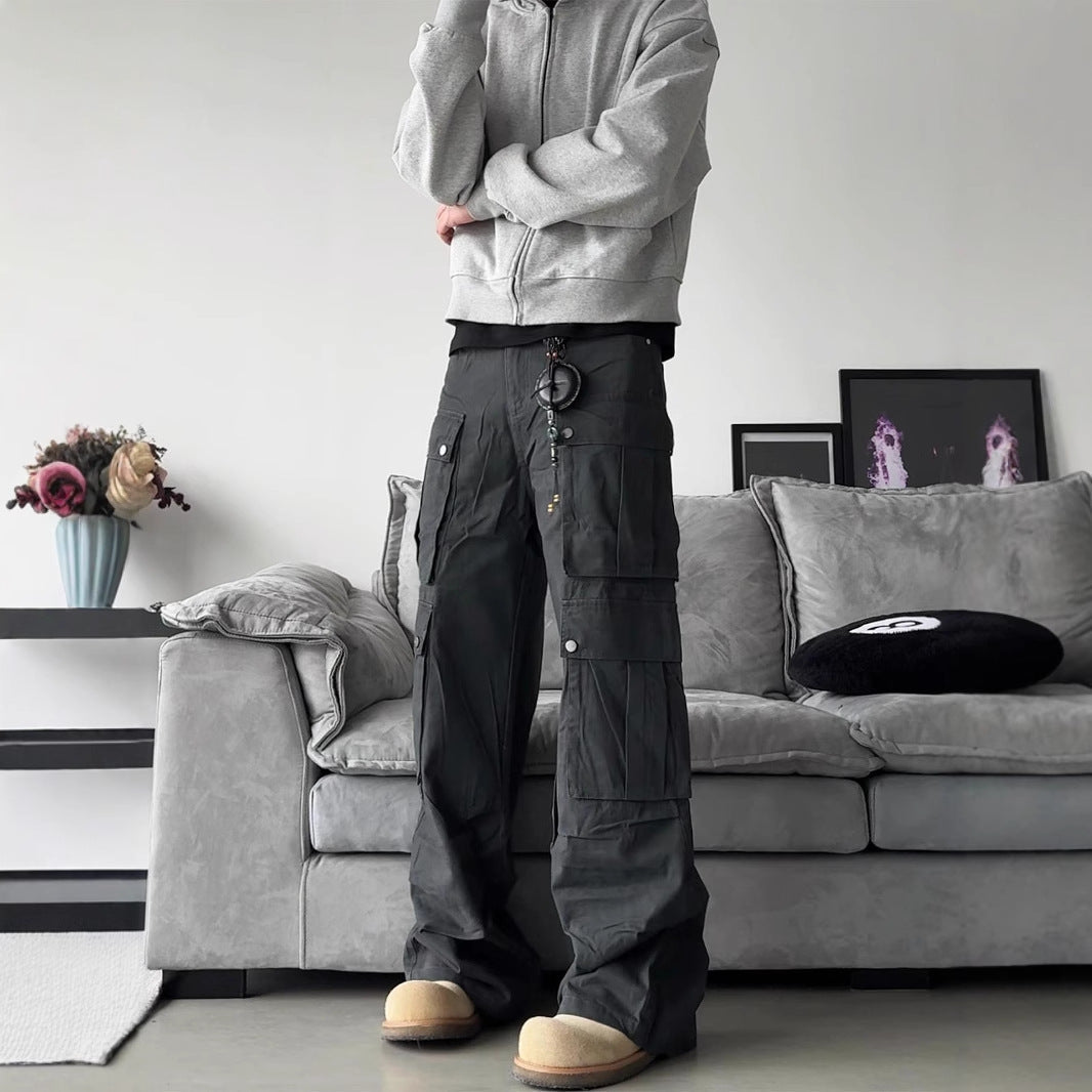 Men's Flared-Leg Multi-Pocket Cargo Trousers – view 3