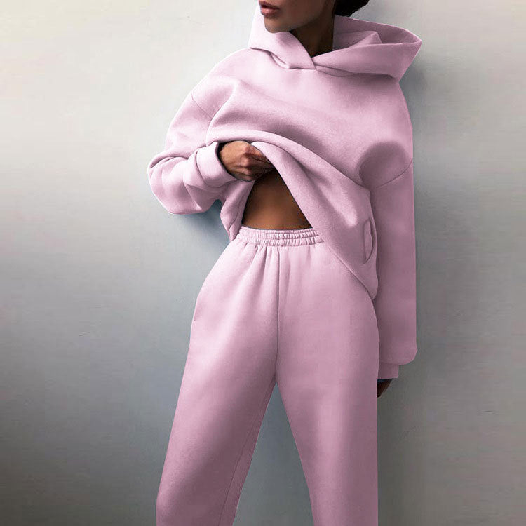 Women's Pullover Hoodie and Slim-Tapered Jogger Two Piece Set – Pink