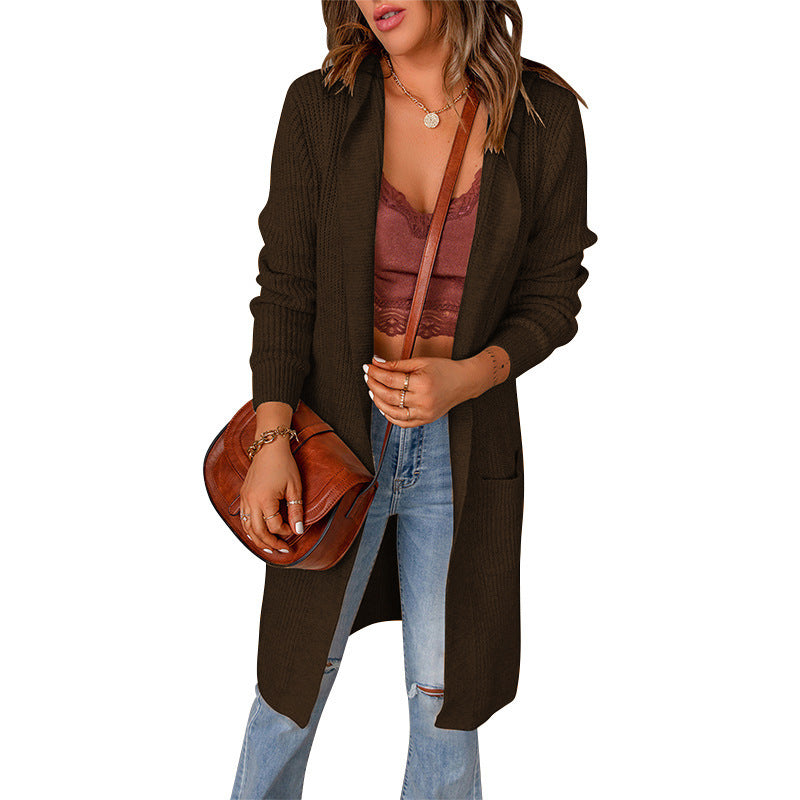 Women's Plush Knit Longline Knit Cardigan with Ribbed Cuffs – view 8