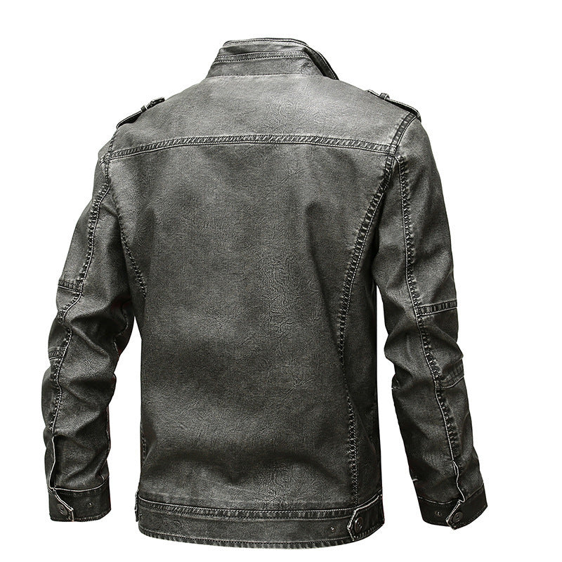 Men's Multi-Pocket Utility Leather Jacket for Layering – view 4