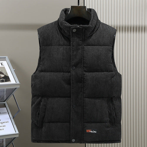 Men's Cord Puffer Vest – Black