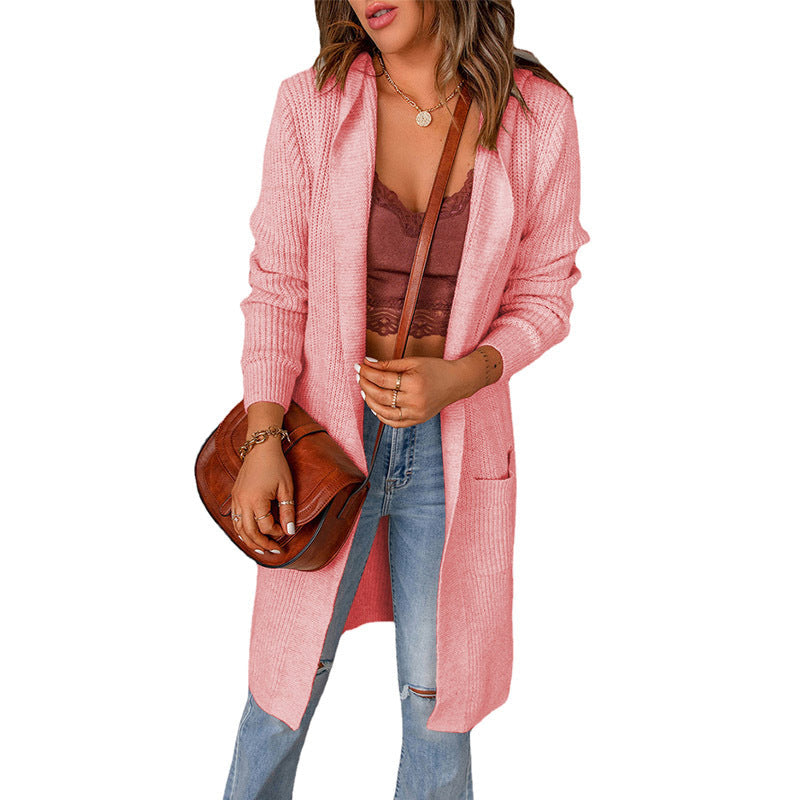 Women's Plush Knit Longline Knit Cardigan with Ribbed Cuffs – view 7