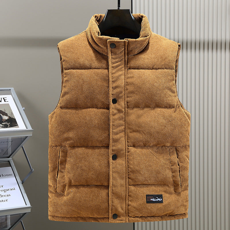 Men's Cord Puffer Vest – Brown