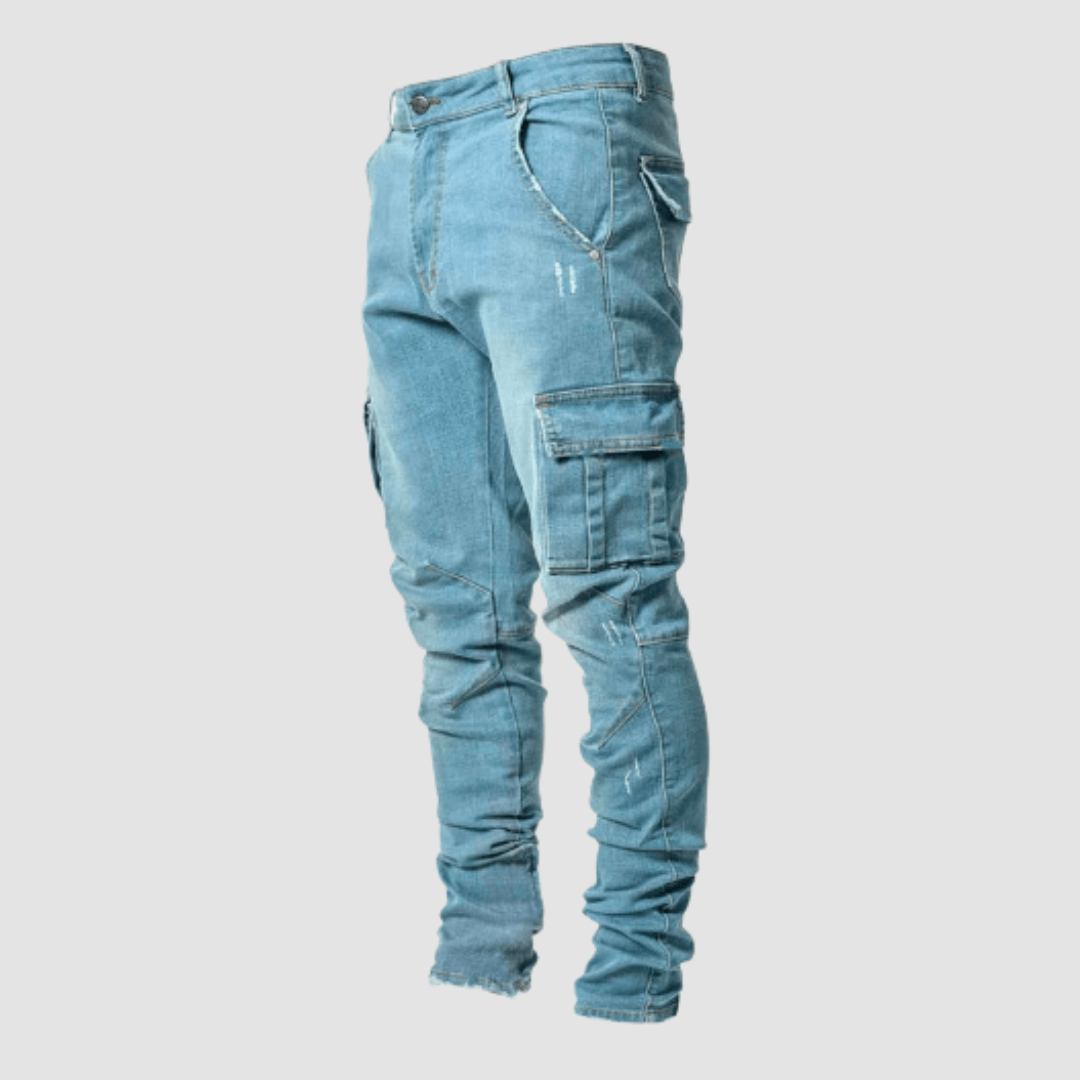 Men's Slim-Cut Cargo Jeans – Blue