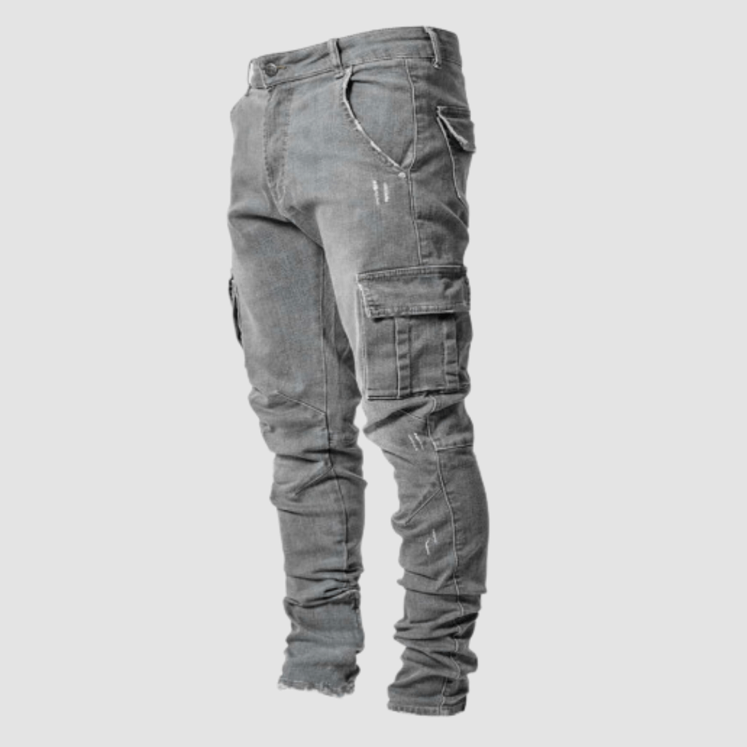 Men's Slim-Cut Cargo Jeans – Gray