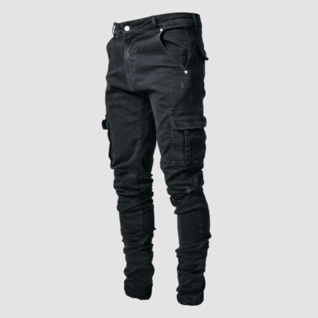 Men's Slim-Cut Cargo Jeans – Black