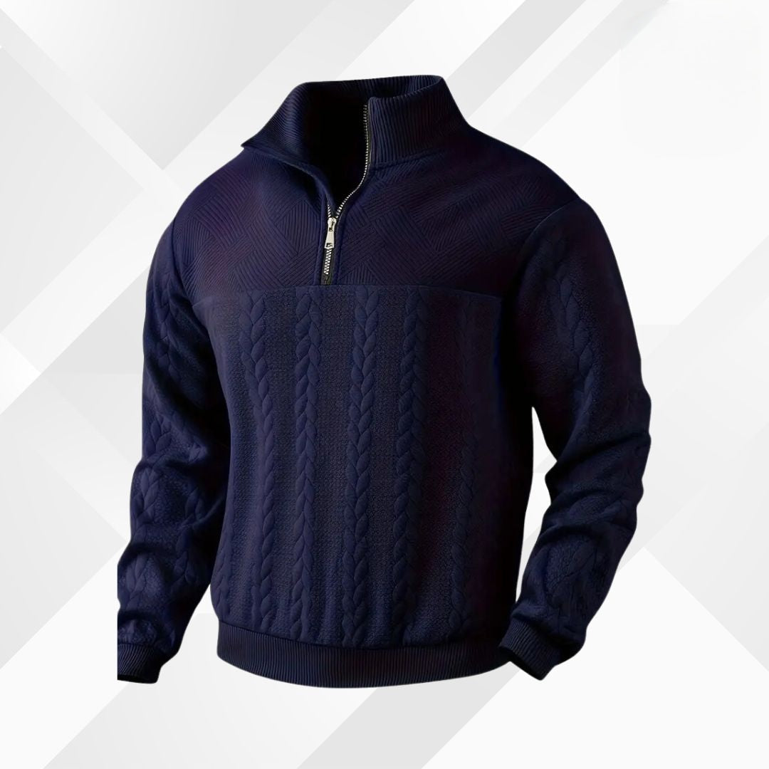 Men's Cable-Stitch Half-Zip Pullover with Textured Yoke – view 5