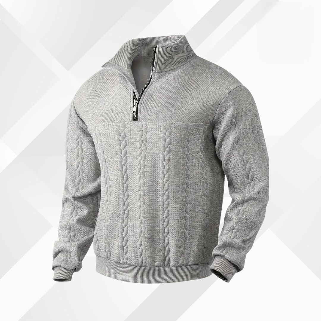 Men's Cable-Stitch Half-Zip Pullover with Textured Yoke – view 6