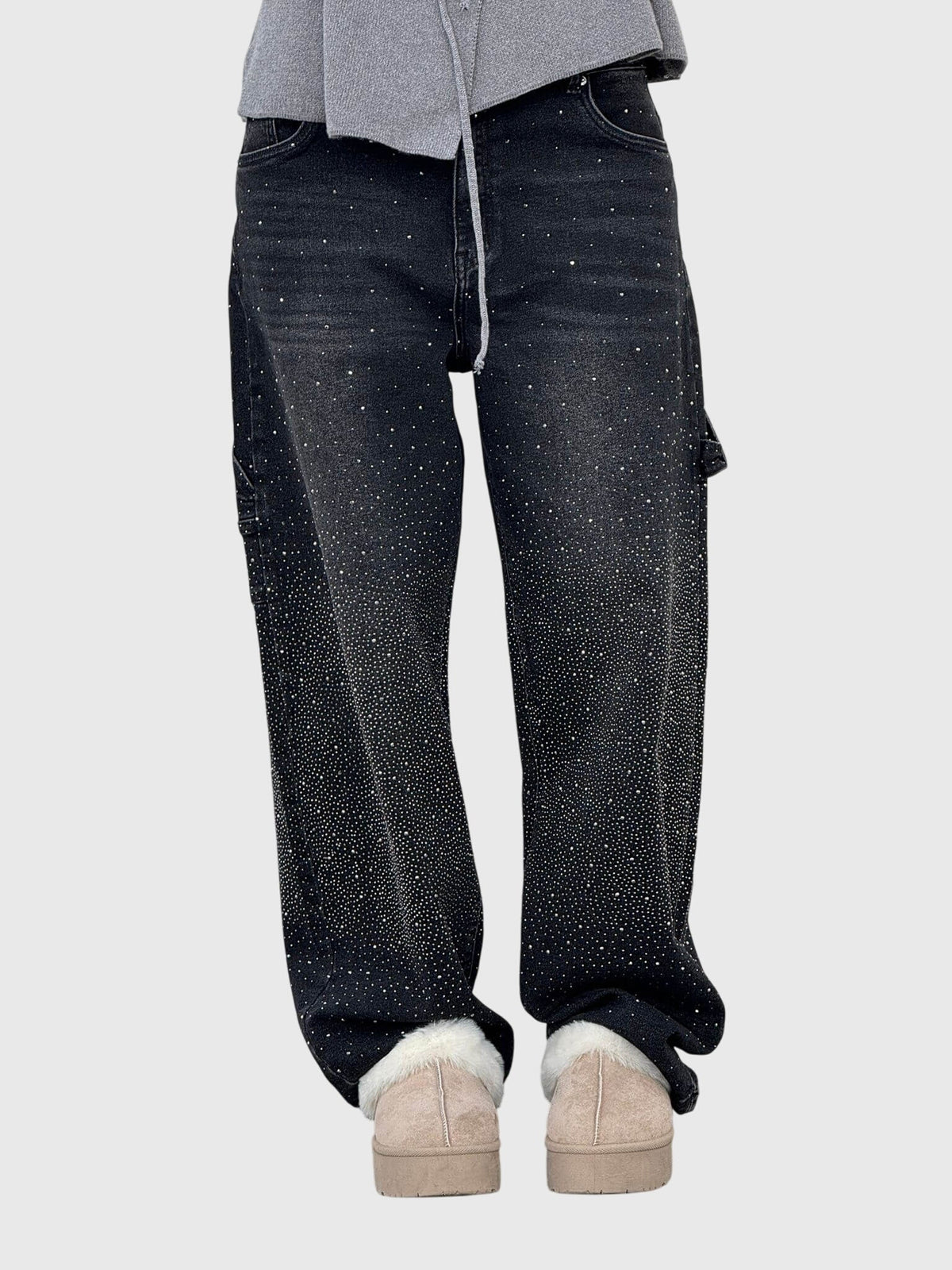Women's High Rise Shimmer Wide-Cut Jeans – Black