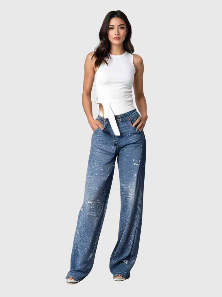 Women's High Rise Shimmer Wide-Cut Jeans – view 5