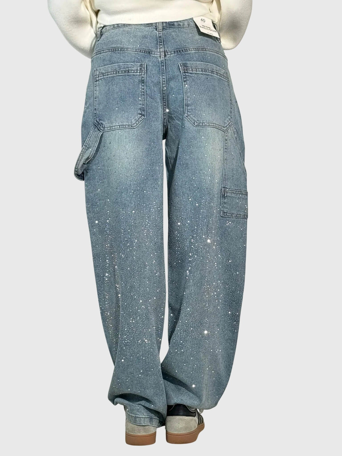 Women's High Rise Shimmer Wide-Cut Jeans – Light Blue