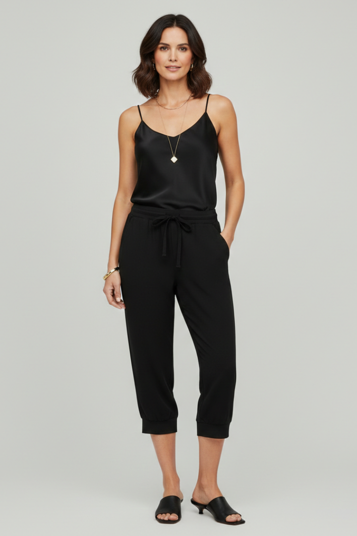 Women's Tie-Waist Capri Pants – Black
