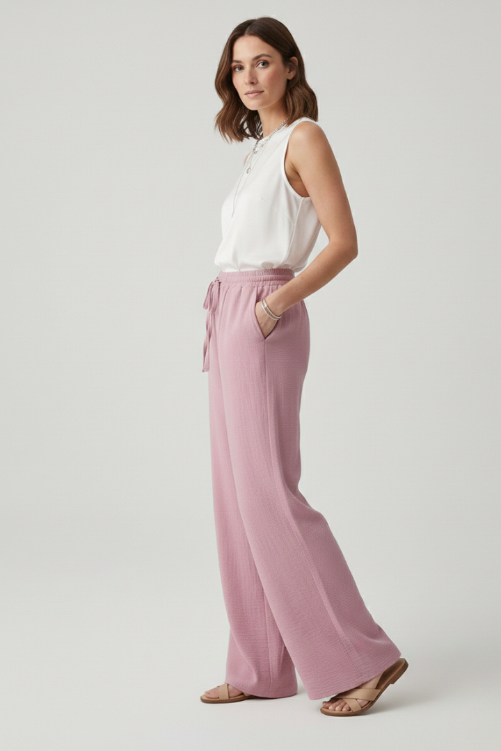 Women's Wide-Cut Tie-Waist Palazzo Pants – view 4