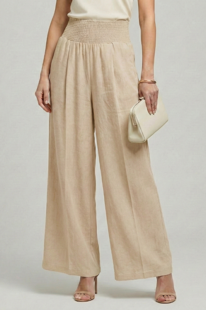 Women's High-Rise Pleat-Detail Palazzo Pants – Khaki