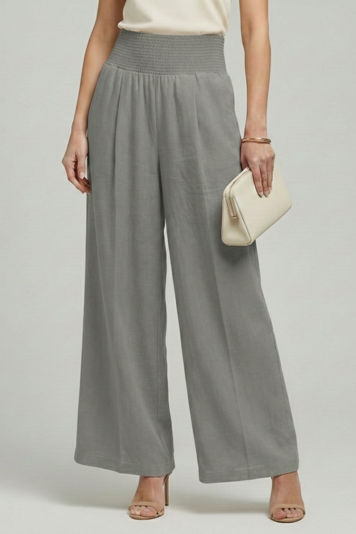 Women's High-Rise Pleat-Detail Palazzo Pants – Gray
