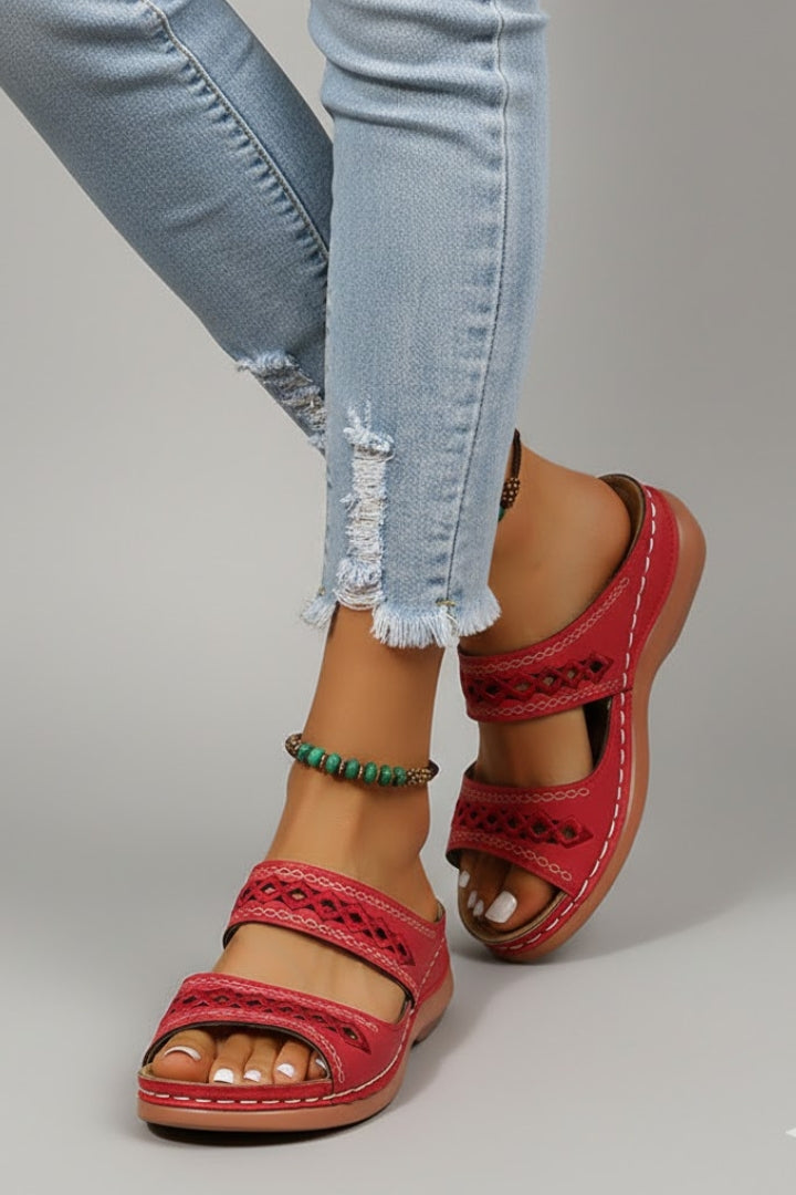 Women's Support Cutout Slide Sandals – Red