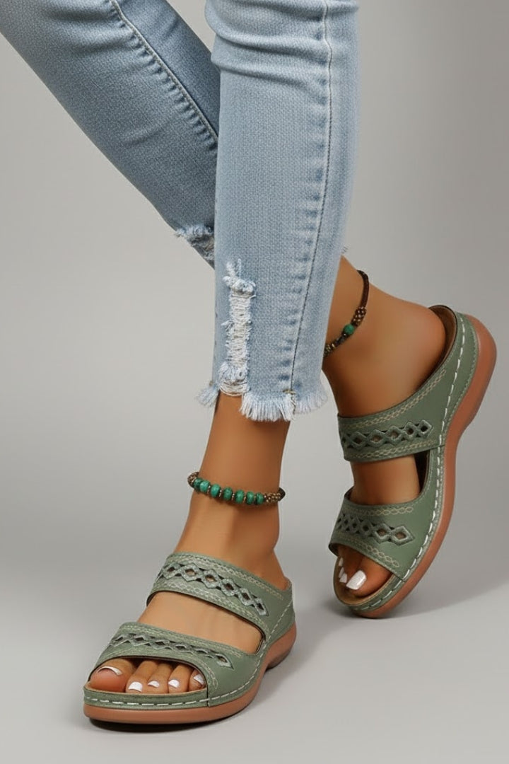Women's Support Cutout Slide Sandals – Green