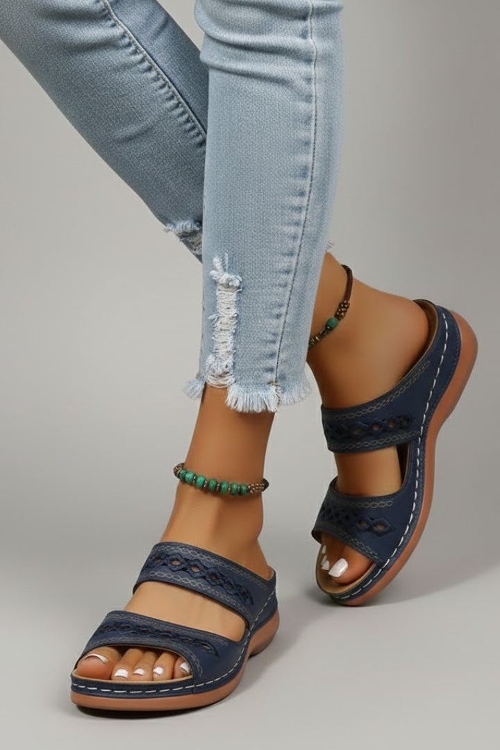 Women's Support Cutout Slide Sandals – Blue