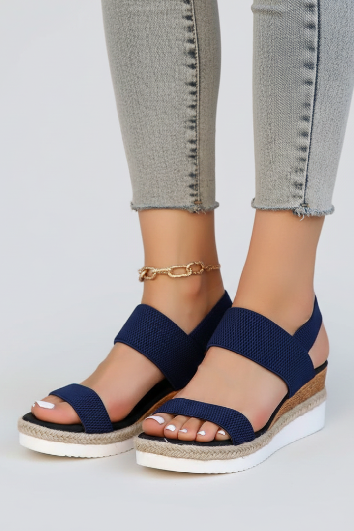 Women's Support Platform-Sole Pull-On Sandals – Blue