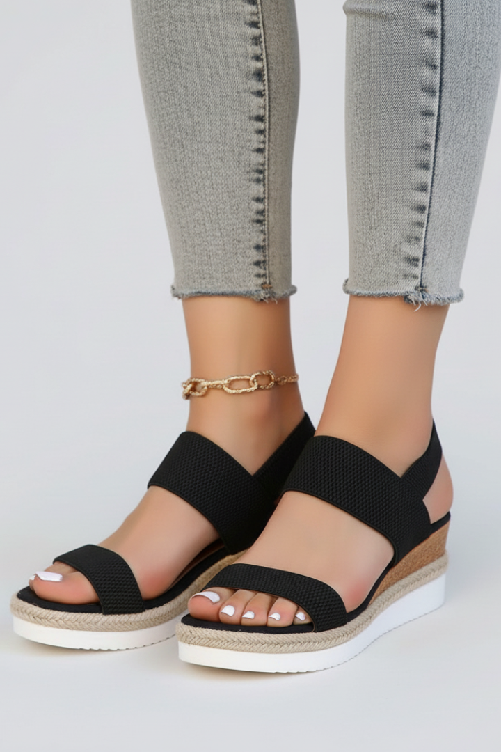 Women's Support Platform-Sole Pull-On Sandals – Black