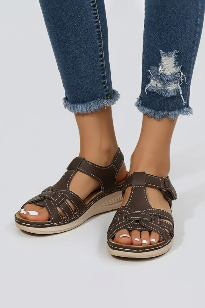 Women's Support Multi-Strap Open-Toe Sandals – Dark Brown