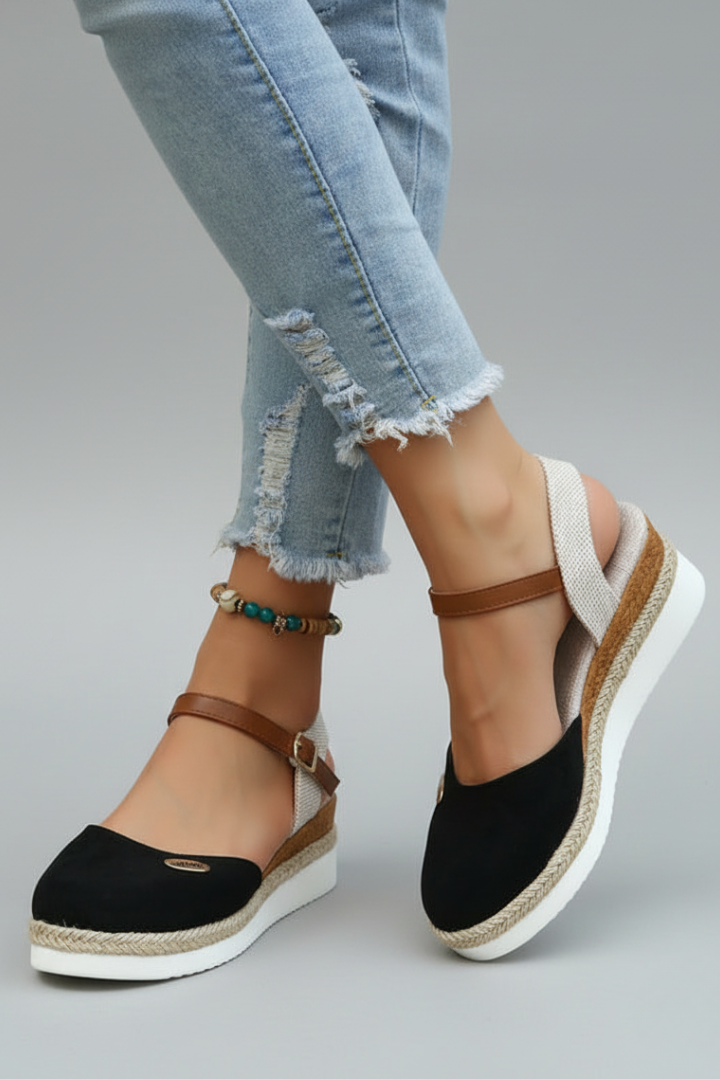 Women's Support Espadrille Slingback Sandals – Black
