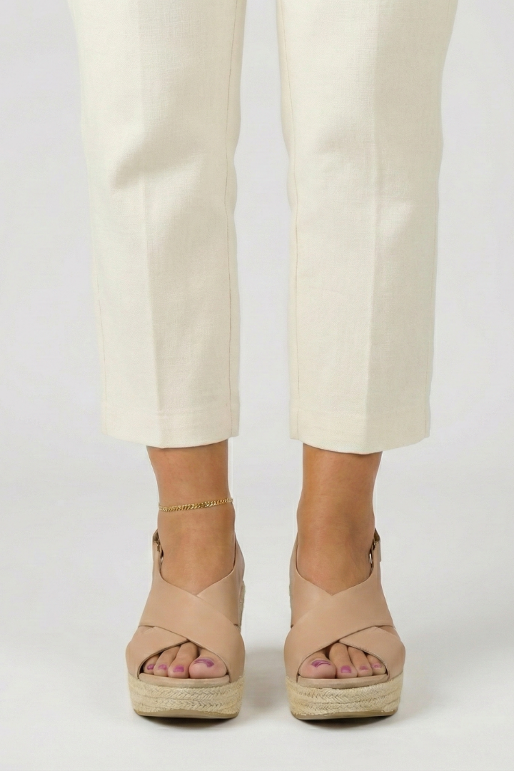 Women's Support Crossover Slingback Wedge-Heel Sandals – Beige