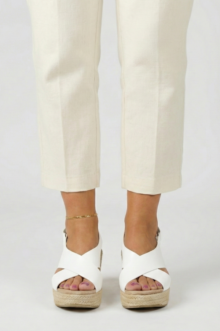 Women's Support Crossover Slingback Wedge-Heel Sandals – White