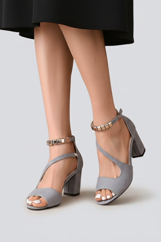 Women's Support Crisscross Block-Heel Sandals – Gray