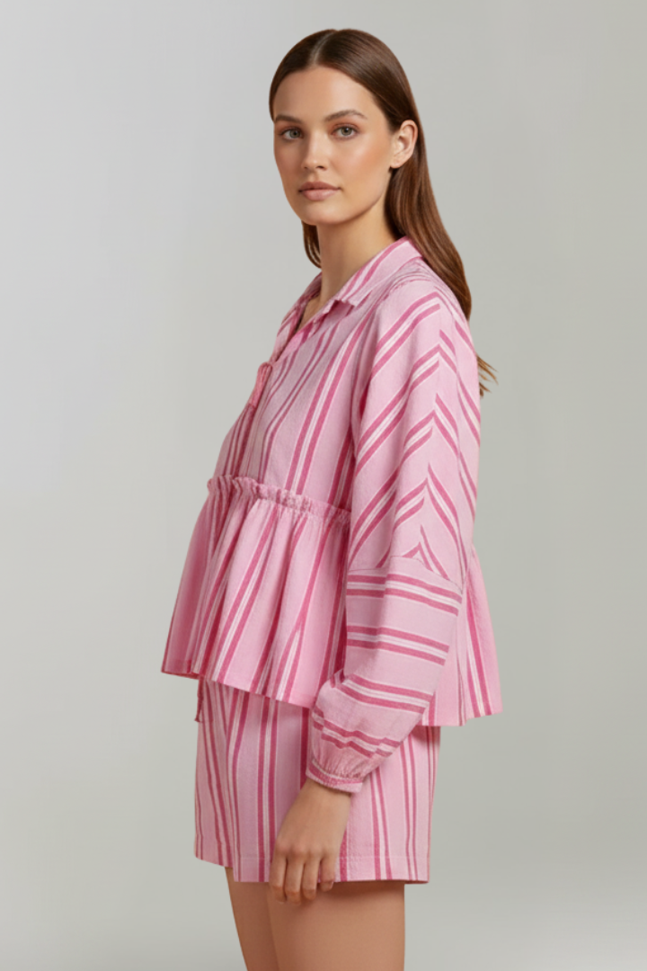 Women's Stripe-Detail Two-Piece Shorts Set – view 5